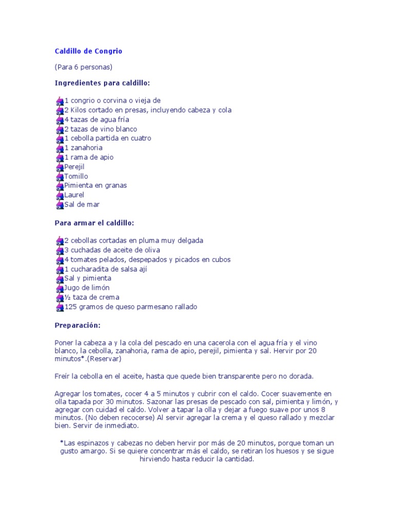 Receta Caldillo de Congrio | PDF