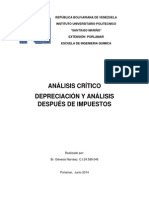 ANÁLISIS CRÍTICO. DEPRECIACIÓN Y ANÁLISIS DESPUÉS DE IMPUESTOS