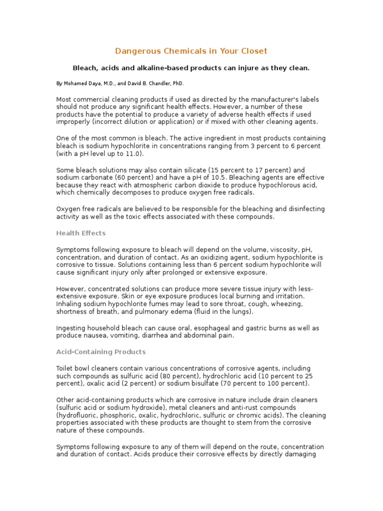 Dangerous Chemicals | Bleach | Chemical Compounds Dangerous Chemicals | Bleach | Chemical Compounds