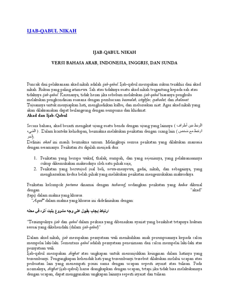 Ijab Kabul Bahasa Sunda Sukabumi
