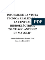 Informe de La Visita Técnica Realizada A La Central Hidroeléctrica