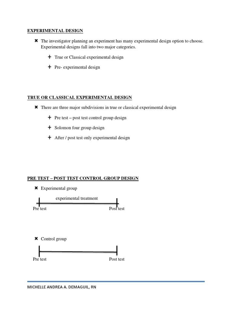 Overview of Experimental Design Types | PDF