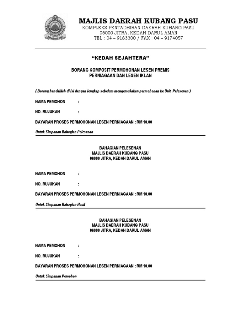Borang Komposit Premis Iklan Pdf