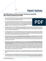 Flash Notes: US FOMC Minutes: Fed Gives October Timeline For End of QE, Warns About Complacency On Risks