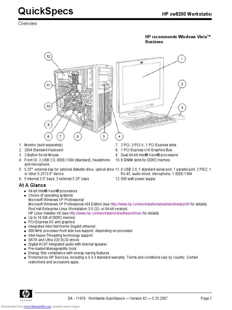 Manual Placa Base Hewlett-Packard Hp Workstation Xw8200 | Bios | Hard