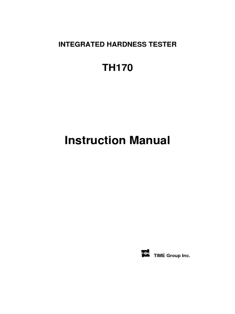 Th170 Integrated Portable Hardness Tester Instruction Manual Download