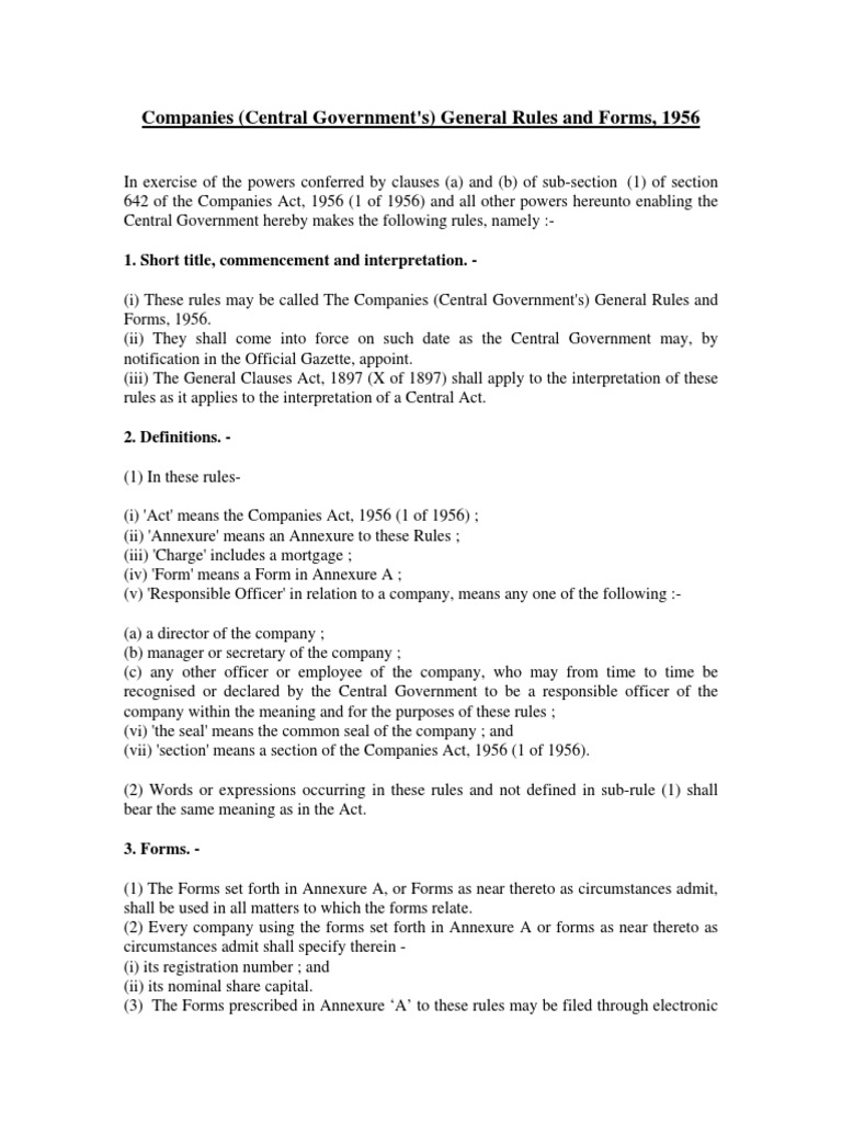Companies (Central Government) Rules PDF | PDF | Liquidation | Notary ...