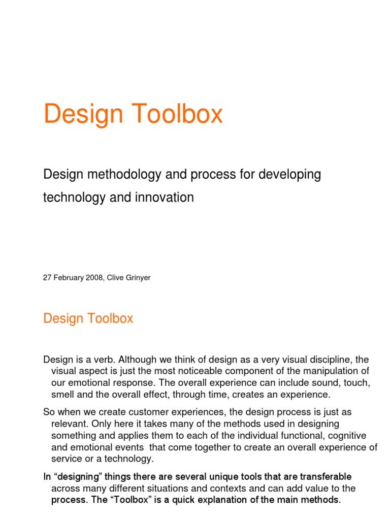 A Designer's Toolbox Nine Essential Tools for Developing Innovative