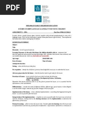lesson plan for early childhood class