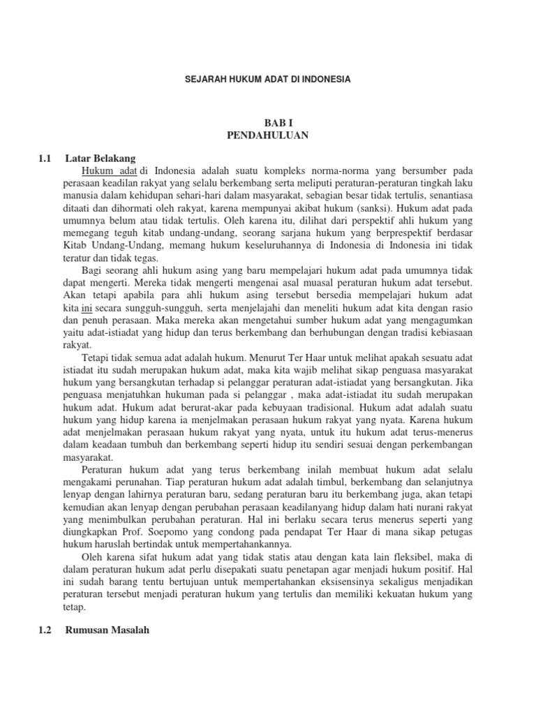 Sejarah Hukum Adat Di Indonesia