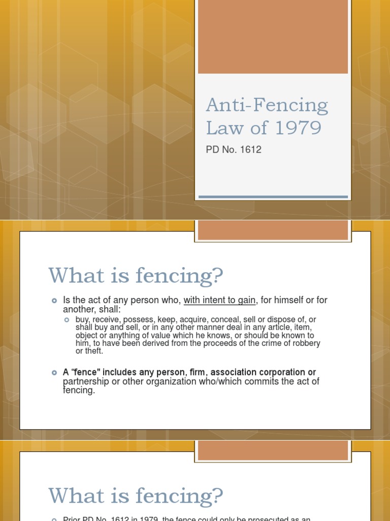 AntiFencing Law of 1979 Theft Robbery