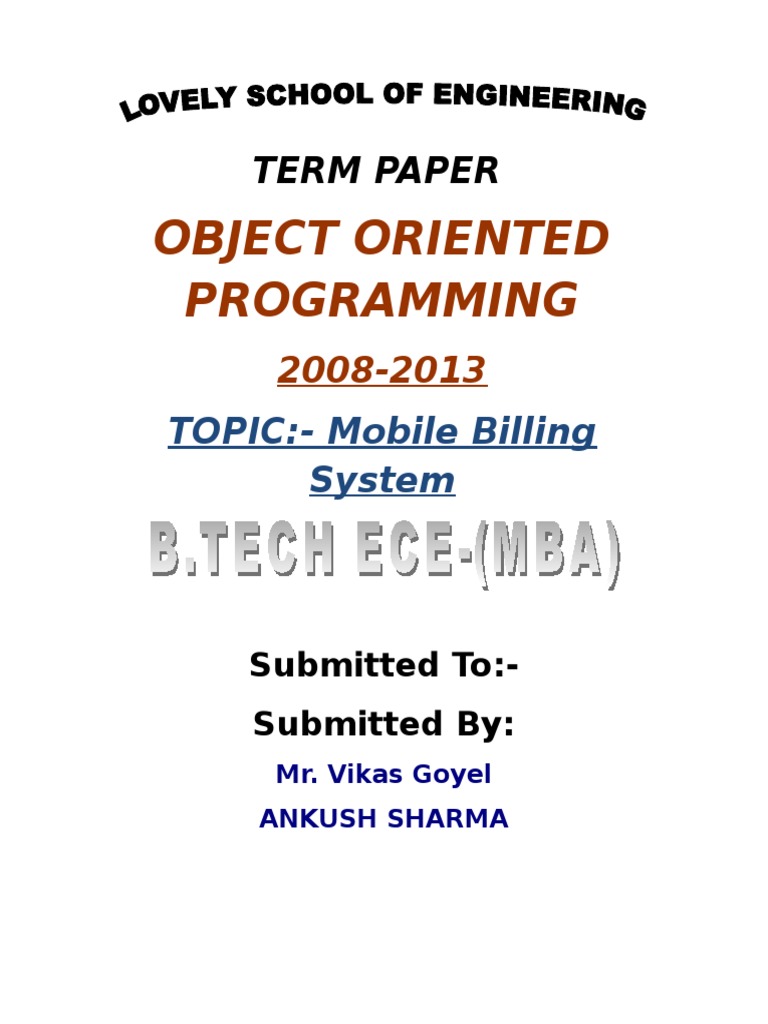 Mobile Billing System | PDF | Computer Science | Software Development