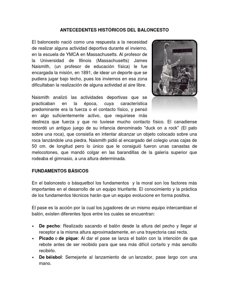 Antecedentes Históricos Del Baloncesto Posiciones de