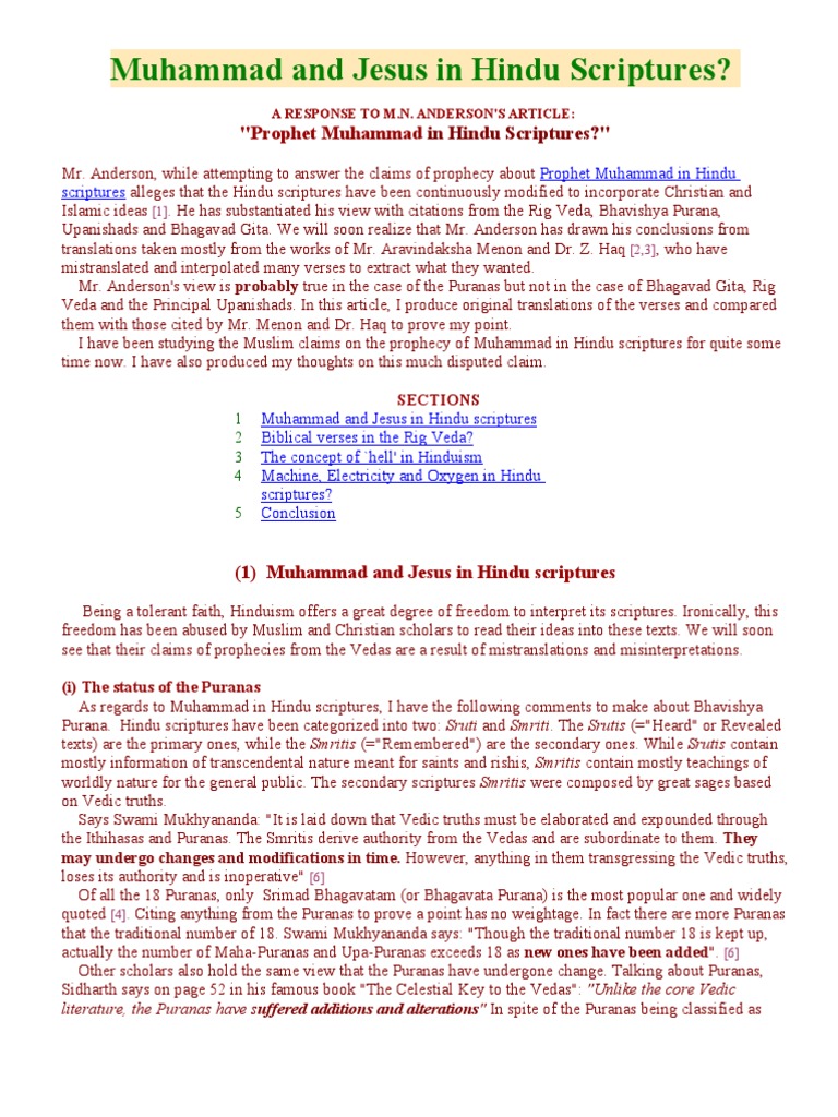Muhammad and Jesus in Hindu Scriptures | PDF | Hindu Texts | Hell