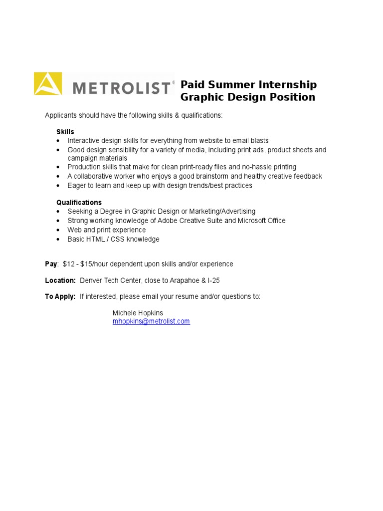 Graphic Design Internship (Paid) | PDF