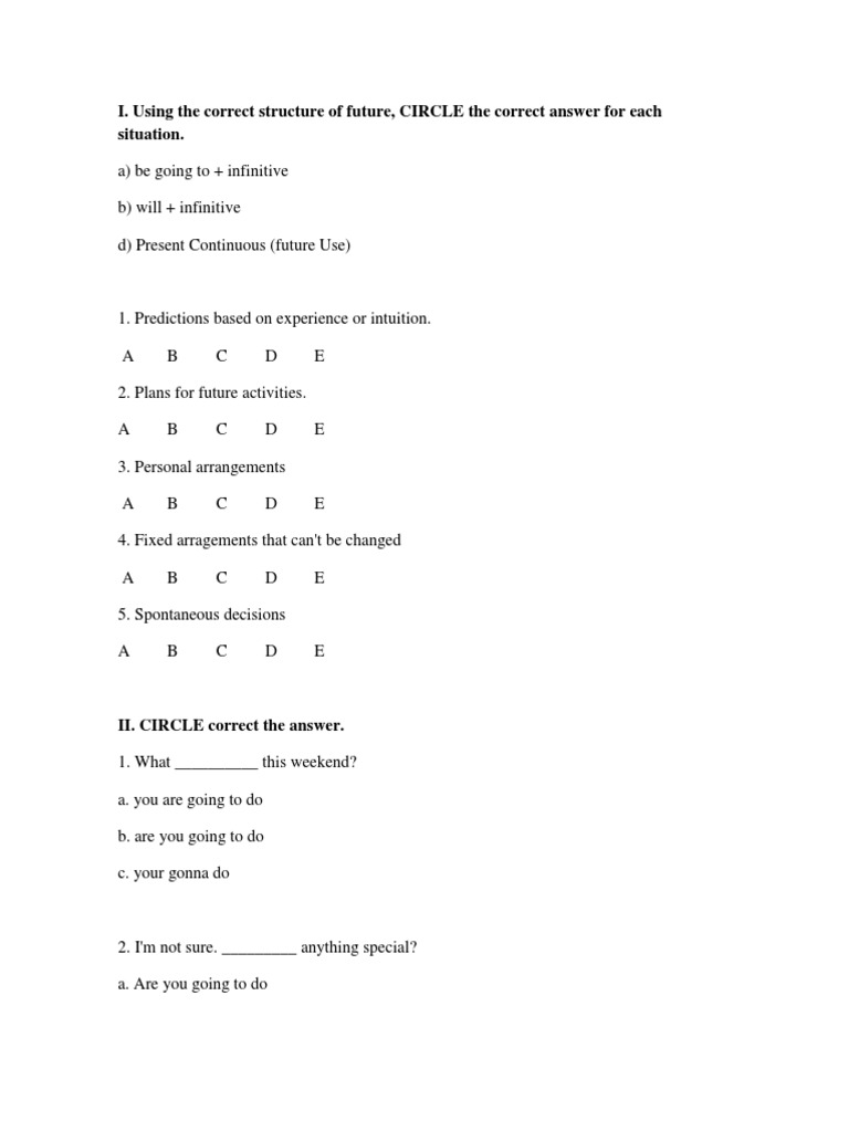 Future Tense Practice Exercises | PDF
