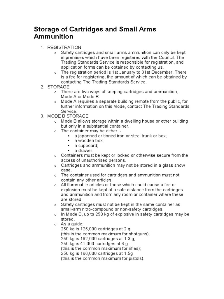 Cartridge and Ammunition Storage Guidelines | PDF