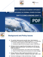 Day S Conclusions (Day 1) : Indo-German Symposium On Energy Efficiency Energy Efficiency in Thermal Power Stations