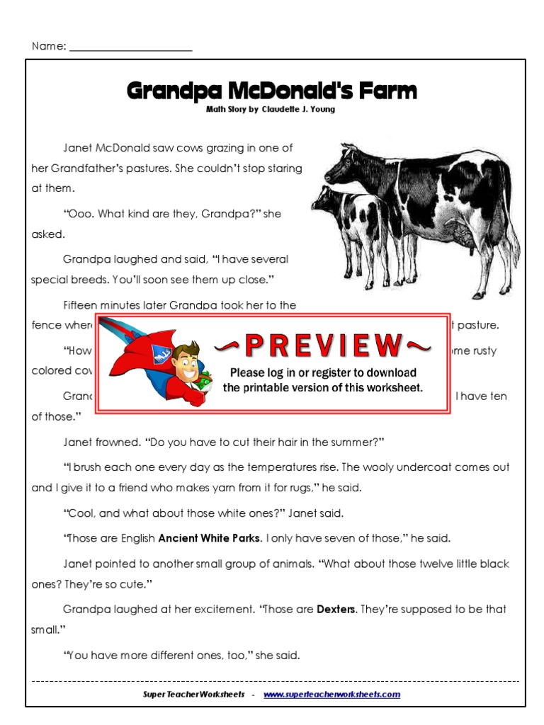 Math Story Cows | PDF | Cattle | Bovines