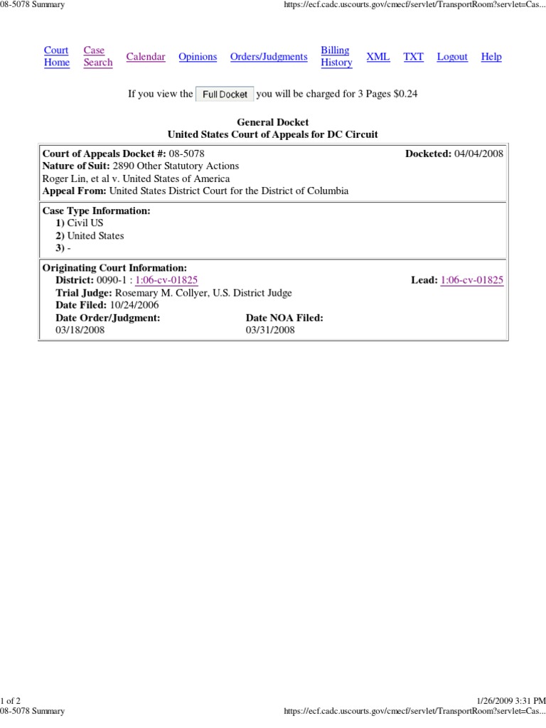 Appeal Case 08-5078 Summary | PDF | Brief (Law) | Appeal