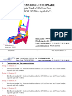 Toyota Tundra 20% Front Seat FMVSS 207/210 - April-06-05: Analysis Results Summary