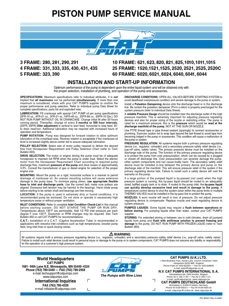 CAT Pumps Service Manual | Pump | Cylinder (Engine)