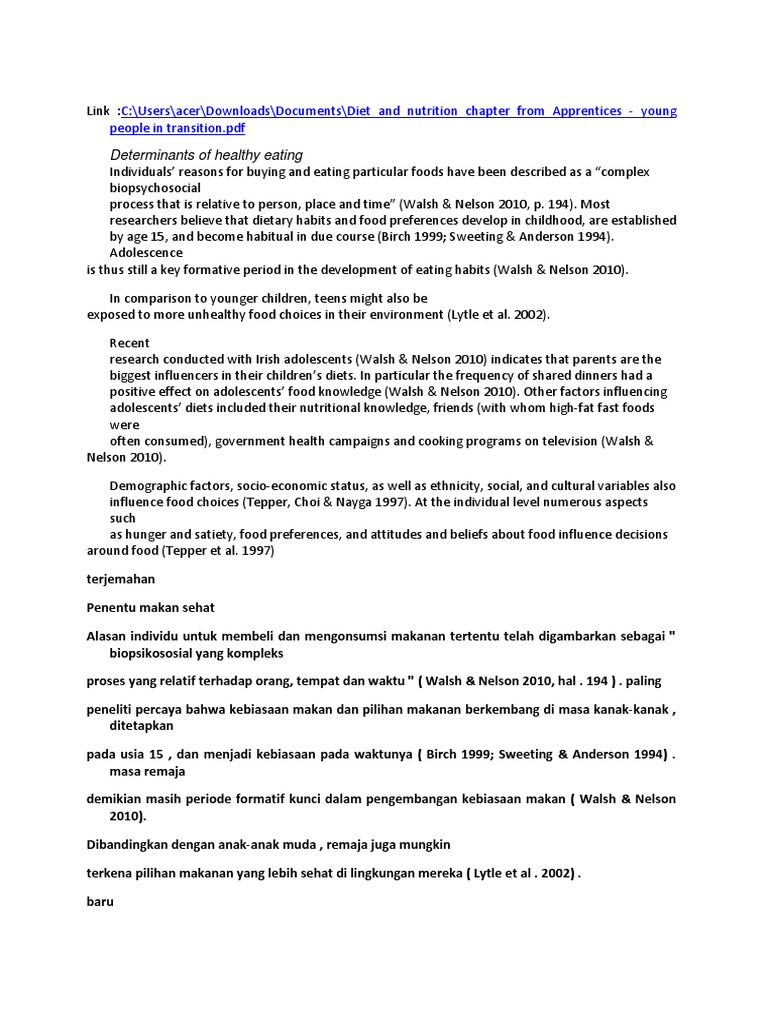 Determinants of Healthy Eating | PDF