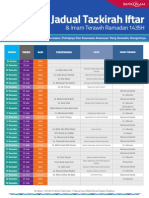 Jadual Tazkirah Iftar: & Imam Terawih Ramadan 1435H