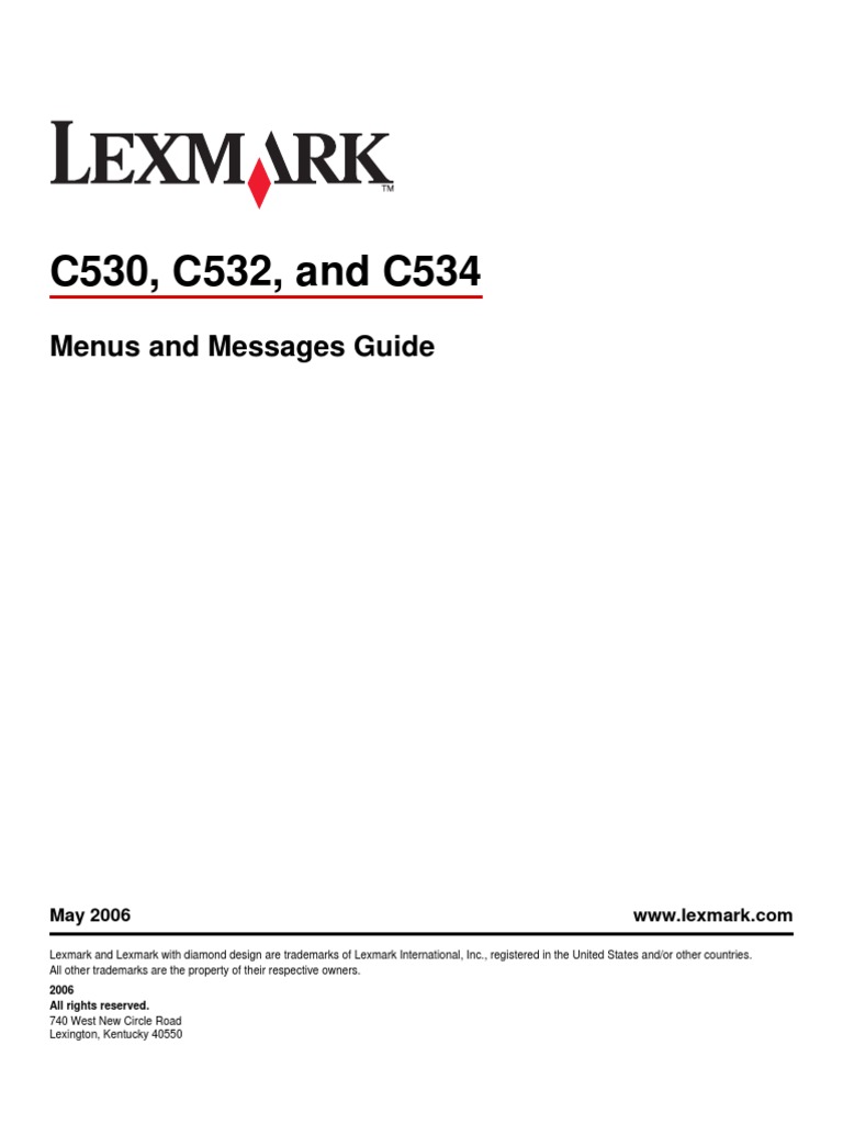 C530 C532 C534 Menus & Messages Guide | PDF | Printer (Computing) | Menu