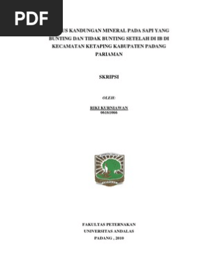 Status Kandungan Mineral Pada Sapi Yang Bunting Dan Tidak Bunting Setelah Di Ib Di Kecamatan Ketaping Kabupate Pdf