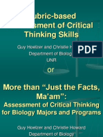 Rubric-Based Assessment of Critical Thinking Skills: Guy Hoelzer and Christie Howard Department of Biology UNR