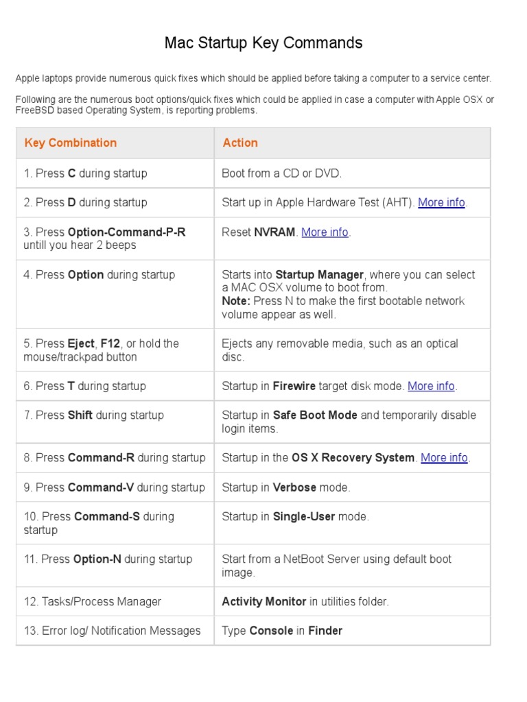 Mac repair startup key commands