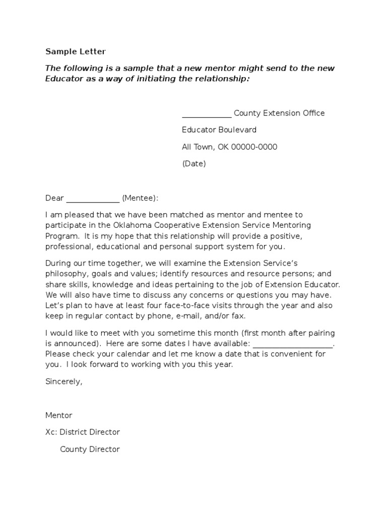 Mentor Introduction Letter Template | PDF | Computers