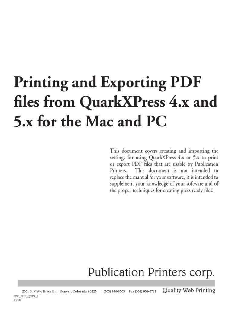 Exporting PDF from QuarkXPress 4.x/5.x | PDF | Portable Document Format ...