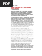 Women's Reservation Bill - A Social Necessity, National Obligation