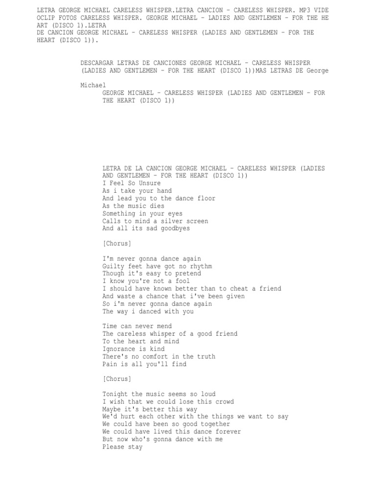 Letra george michael careless whisper letra cancion careless