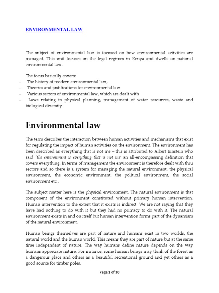 Environmental Law Notes Environmental Impact Assessment Sustainable