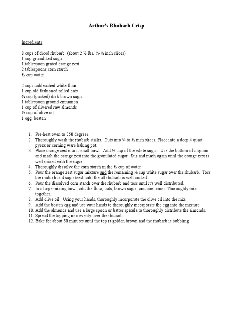 Easy Rhubarb Crisp Recipe | PDF | Cooking, Food & Wine
