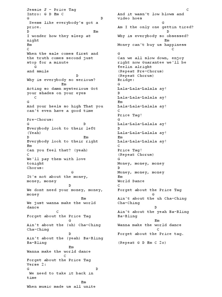 Jessie J Price Tag Song Structure Entertainment (General)