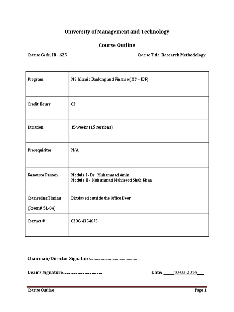 Research Methodology (UMT Sample) | PDF | Qualitative Research ...