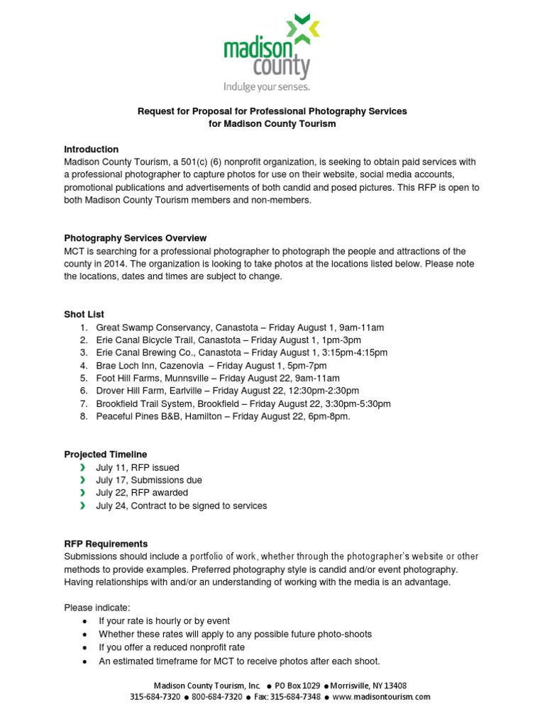 RFP for Madison County Photography Services | PDF | Photograph ...