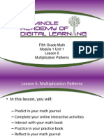 Fifth Grade Math Module 1 Unit 1 Lesson 5 Multiplication Patterns