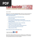 CWA Newsletter, July 10, 2014