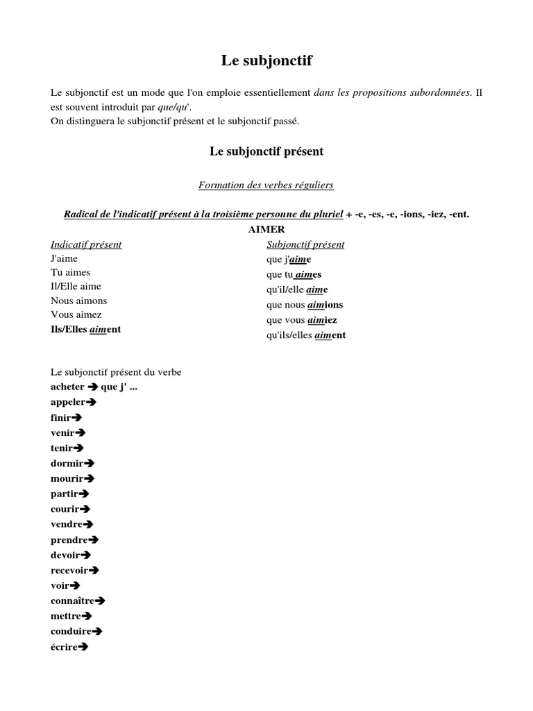 Subjonctif De Devoir Subjonctif | PDF | Verbe | Syntaxe