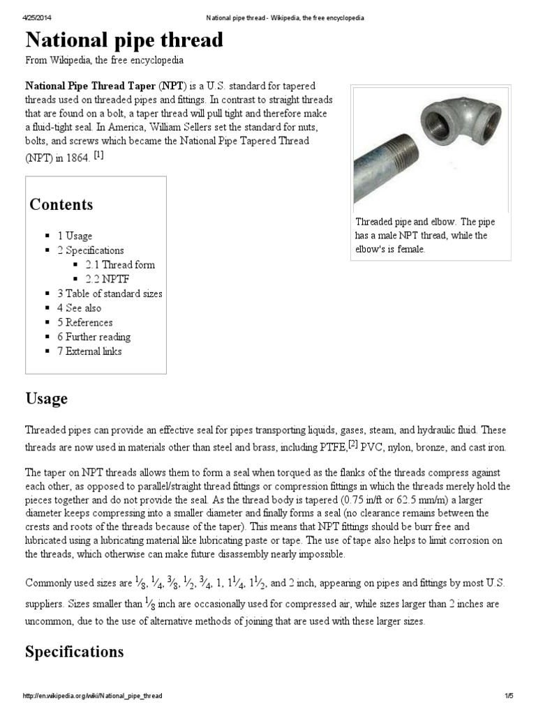 National Pipe Thread Wikipedia, The Free Encyclopedia Building