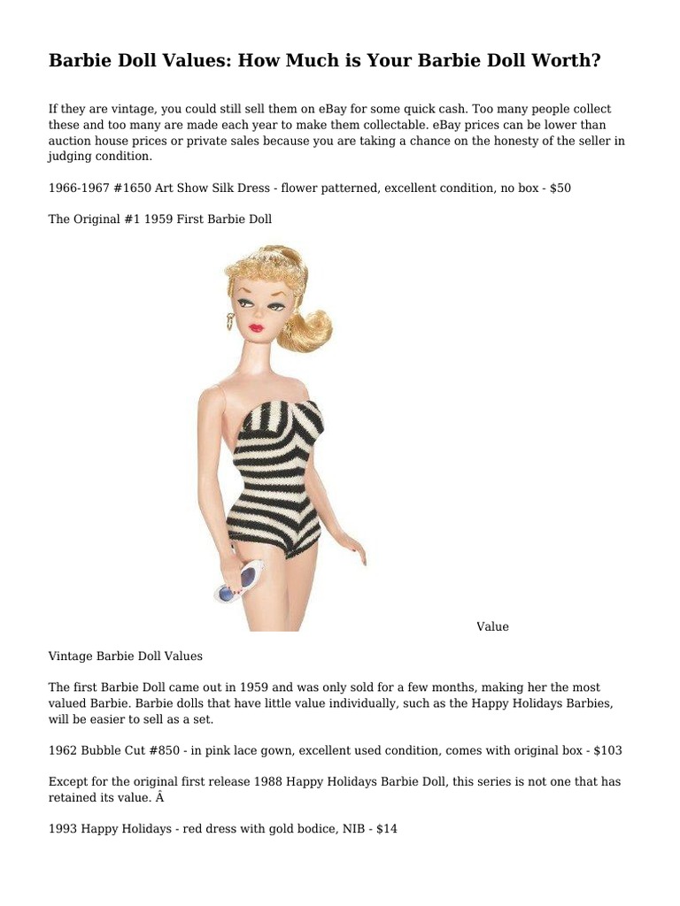 Barbie Doll Values: How Much is Your Barbie Doll Worth? | Barbie | Dolls