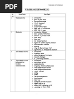 Wireless Networking: Sr. No Main Topic Sub Topic 1 Wireless Lans