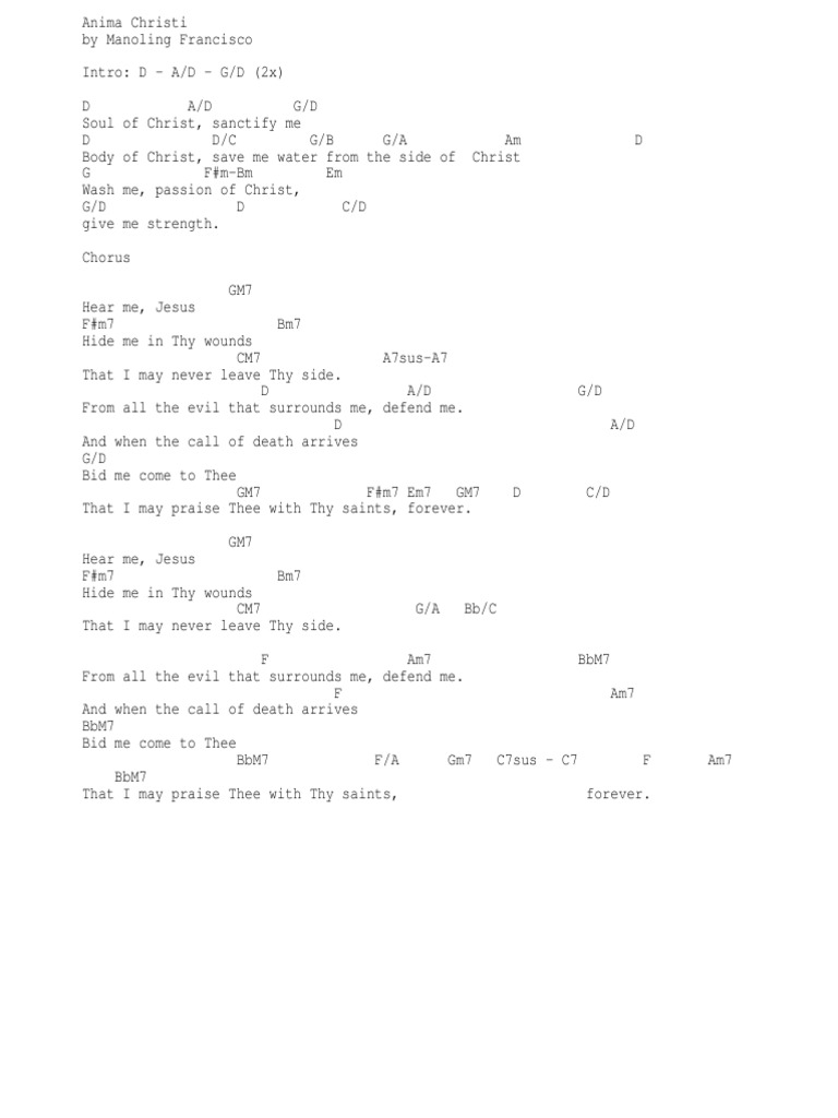 Anima Christi Chords Pdf Download