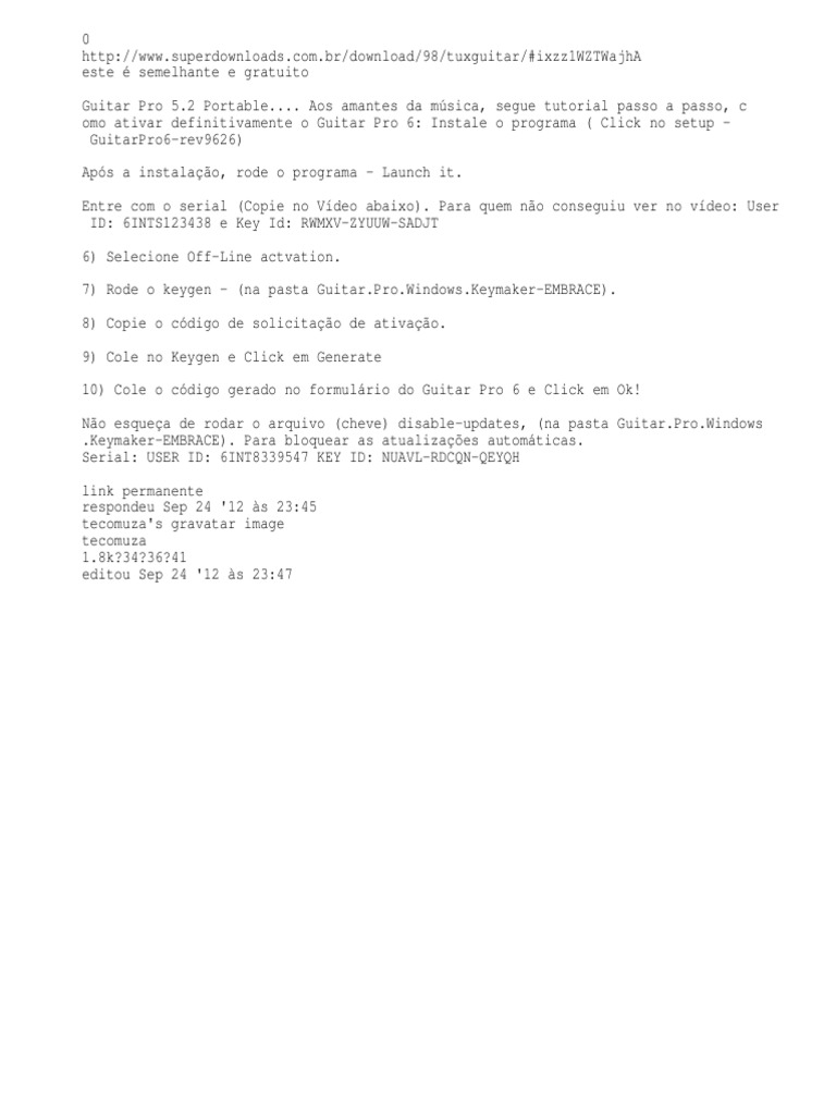 Tuturial Ativação Guitar Pro 6 | PDF