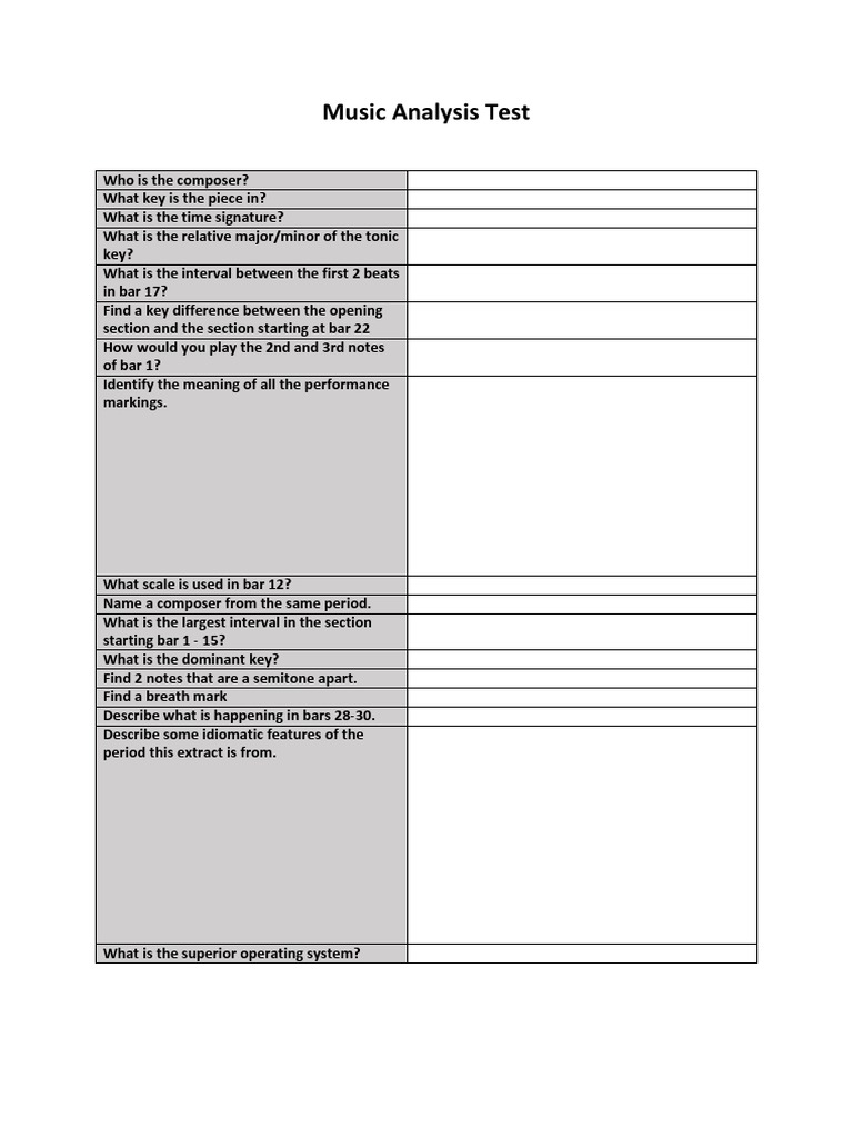 Music Analysis Test Questions | PDF